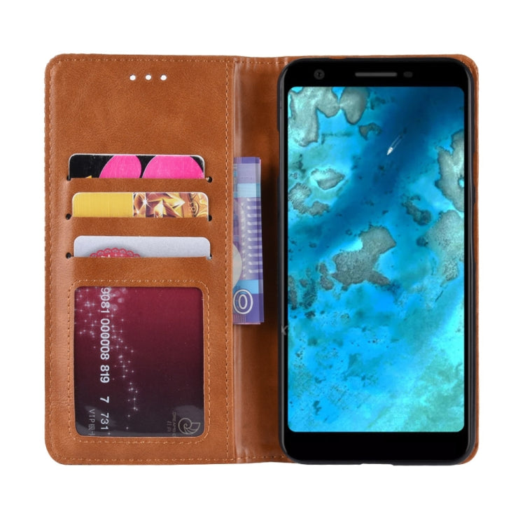 Magnetic Buckle Retro Crazy Horse Texture Horizontal Flip Leather Case for Google Pixel 3a XL , with Holder & Card Slots & Photo Frame