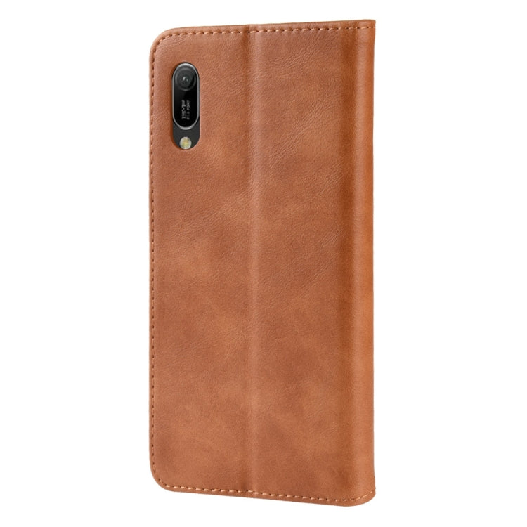Magnetic Buckle Retro Crazy Horse Texture Horizontal Flip Leather Case for Huawei Y6 Pro (2019) , with Holder & Card Slots & Photo Frame