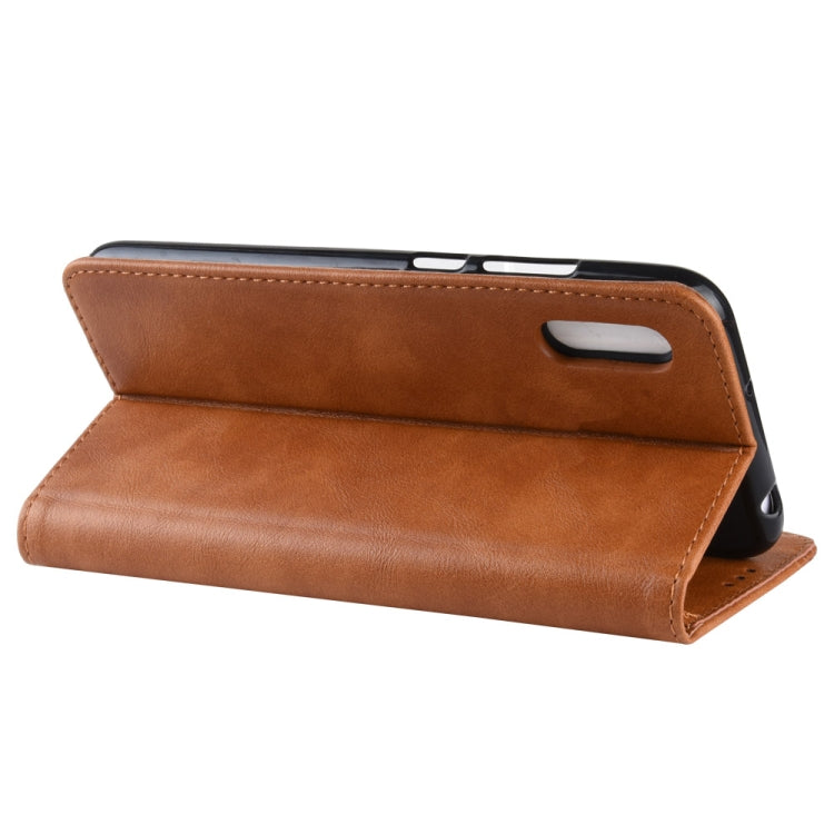 Magnetic Buckle Retro Crazy Horse Texture Horizontal Flip Leather Case for Huawei Y6 Pro (2019) , with Holder & Card Slots & Photo Frame