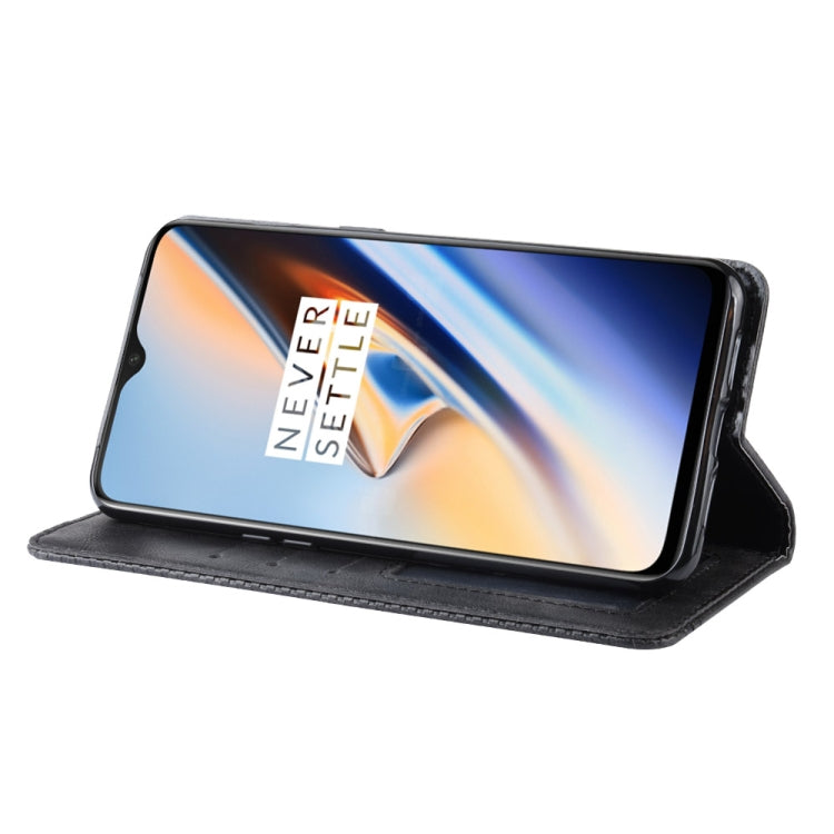 Magnetic Buckle Retro Crazy Horse Texture Horizontal Flip Leather Case for OnePlus 7, with Holder & Card Slots & Photo Frame