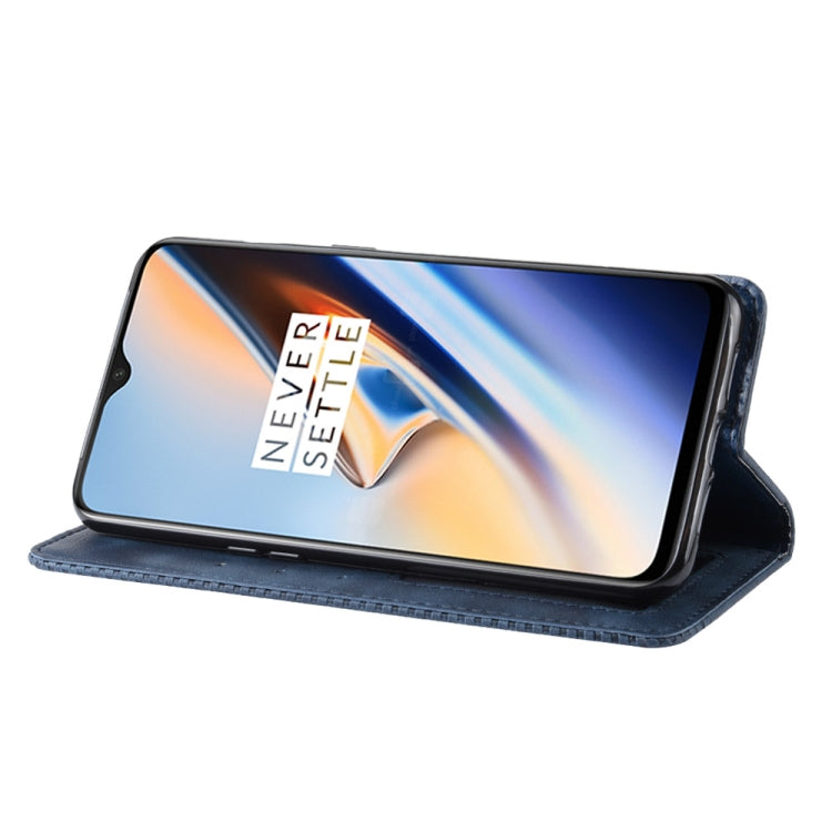 Magnetic Buckle Retro Crazy Horse Texture Horizontal Flip Leather Case for OnePlus 7, with Holder & Card Slots & Photo Frame