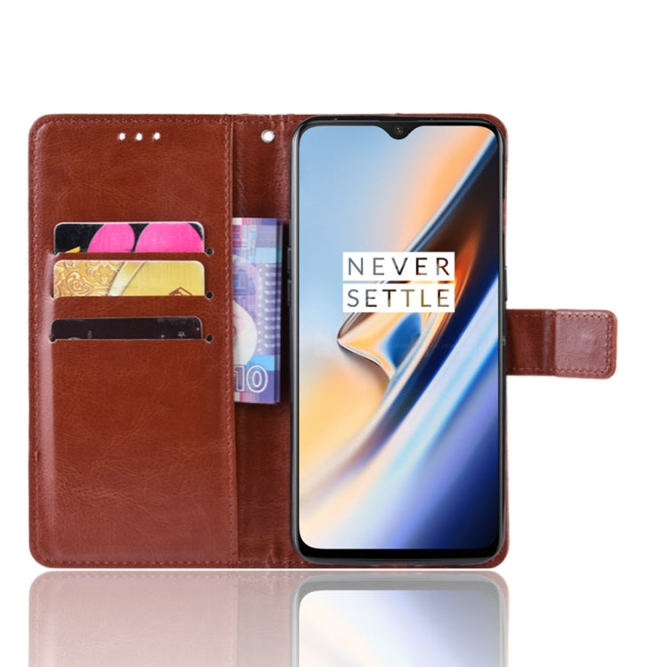 Retro Crazy Horse Texture Horizontal Flip Leather Case for OnePlus 7, with Holder & Card Slots & Photo Frame