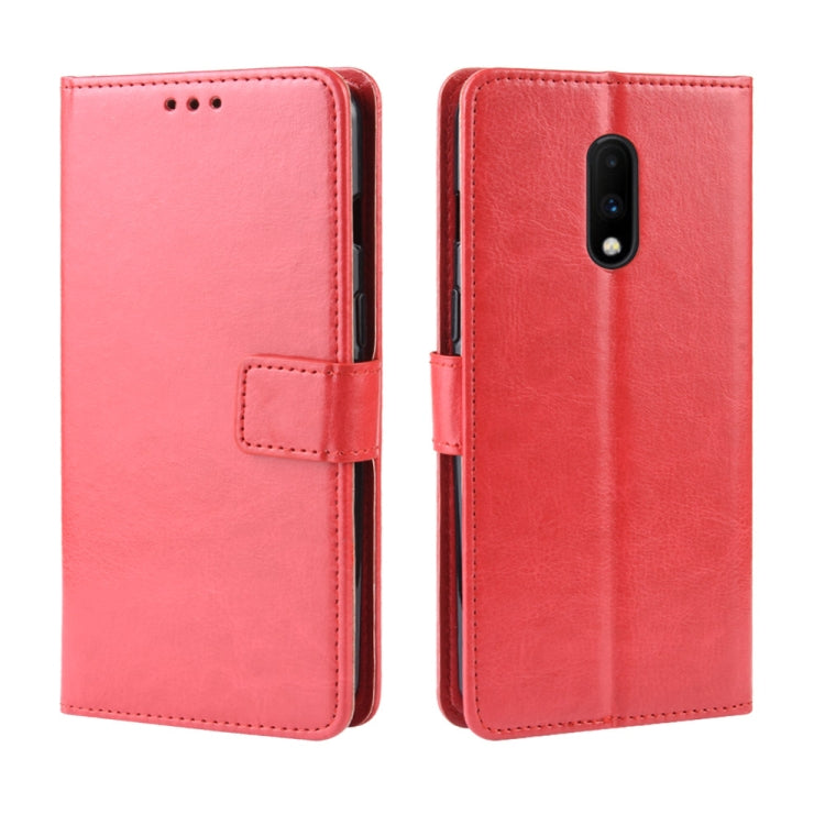Retro Crazy Horse Texture Horizontal Flip Leather Case for OnePlus 7, with Holder & Card Slots & Photo Frame