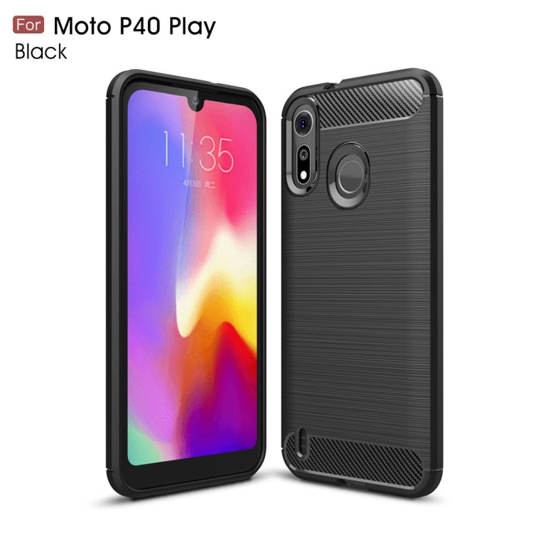 Brushed Texture Carbon Fiber TPU Case for Motorola MOTO P40 Play