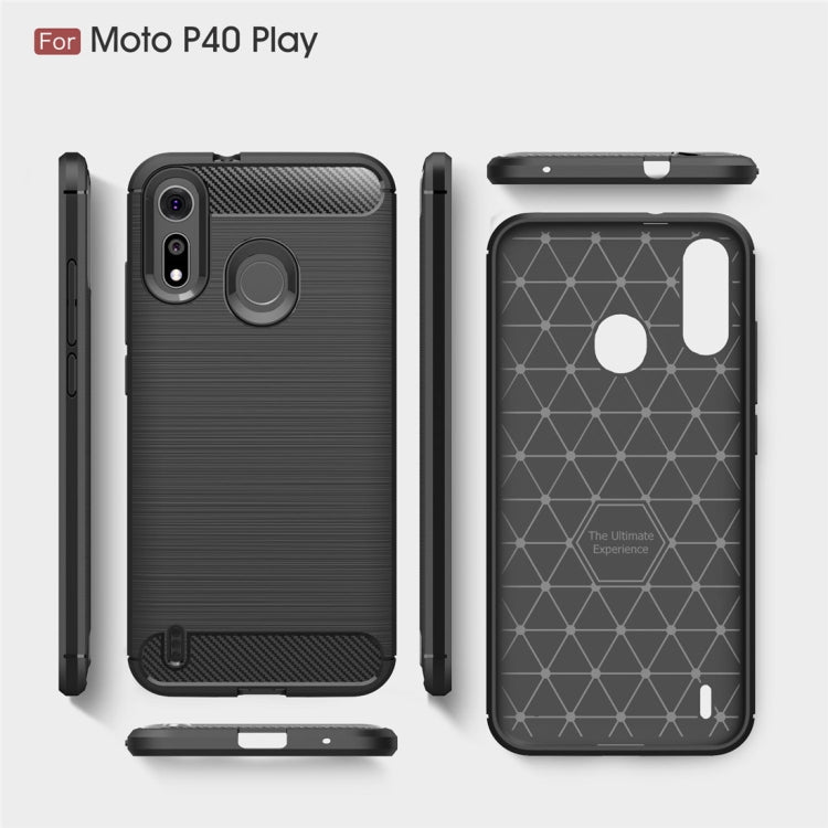 Brushed Texture Carbon Fiber TPU Case for Motorola MOTO P40 Play