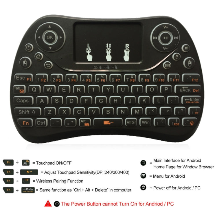 I8 Max 2.4GHz Mini Wireless Keyboard with Touchpad Rechargeable Fly Air Mouse Smart Game 3-color Backlit