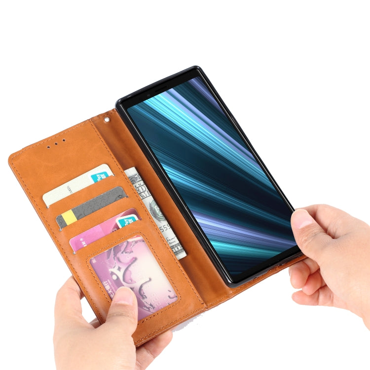 Knead Skin Texture Horizontal Flip Leather Case for Sony Xperia 1, with Photo Frame & Holder & Card Slots & Wallet