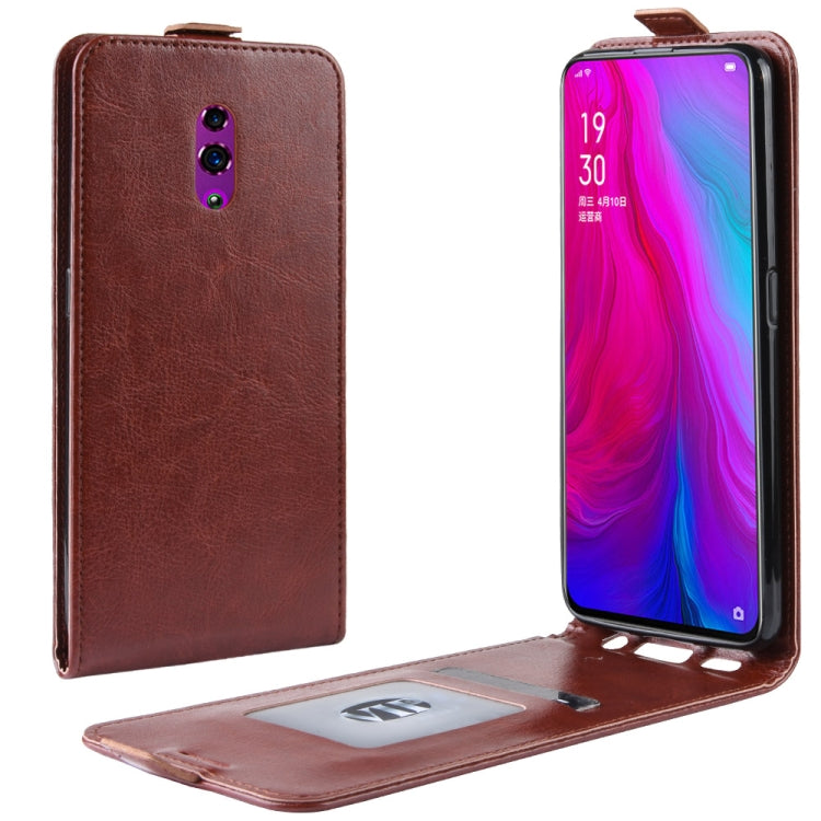 Crazy Horse Texture Vertical Flip Leather Case for OPPO Reno, with Card Slot & Photo Frame