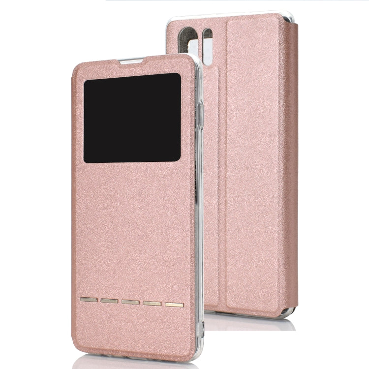Golden Beach Intelligent Answering Brings Electric Display Window with Bracket Left and Right Flip Cover Leather Case For Huawei P30 Pro