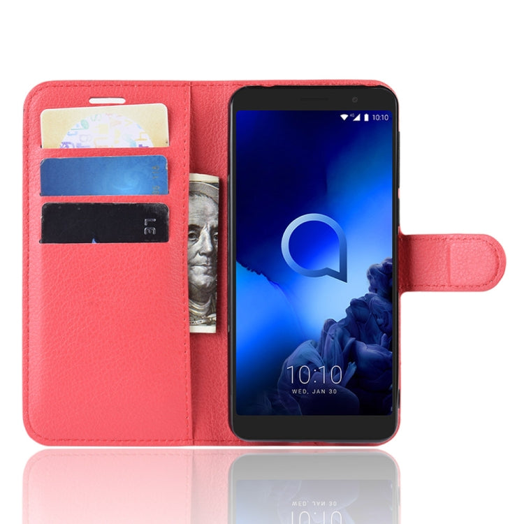 Litchi Texture Horizontal Flip Leather Case for Alcatel 1X 2019, with Wallet & Holder & Card Slots