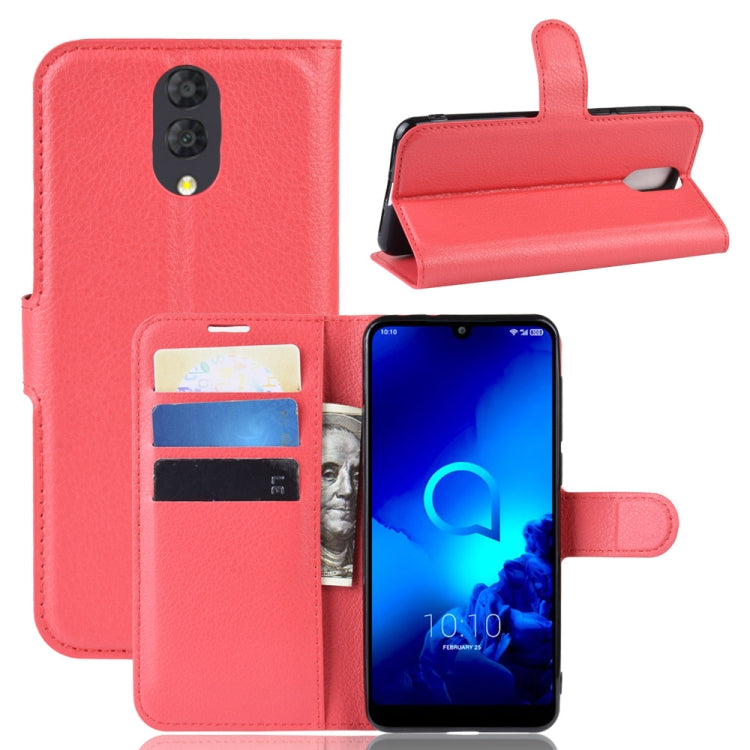 Litchi Texture Horizontal Flip Leather Case for Alcatel 3L, with Wallet & Holder & Card Slots