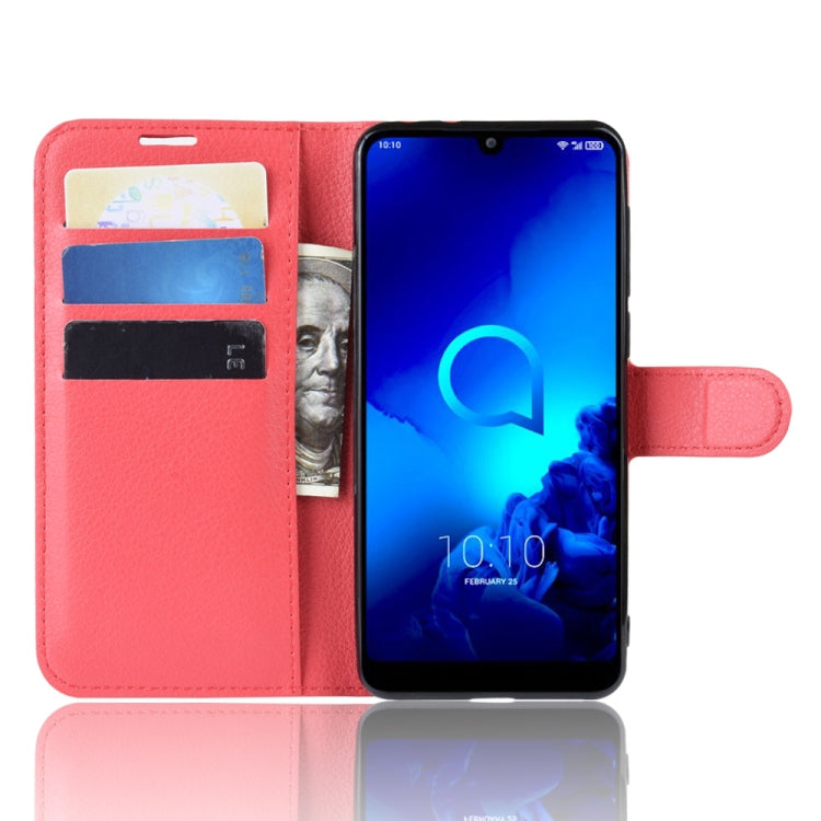 Litchi Texture Horizontal Flip Leather Case for Alcatel 3L, with Wallet & Holder & Card Slots