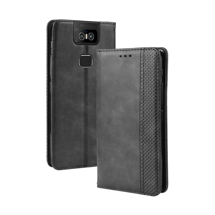 Magnetic Buckle Retro Crazy Horse Texture Horizontal Flip Leather Case for Asus Zenfone 6 ZS630KL, with Holder & Card Slots & Photo Frame