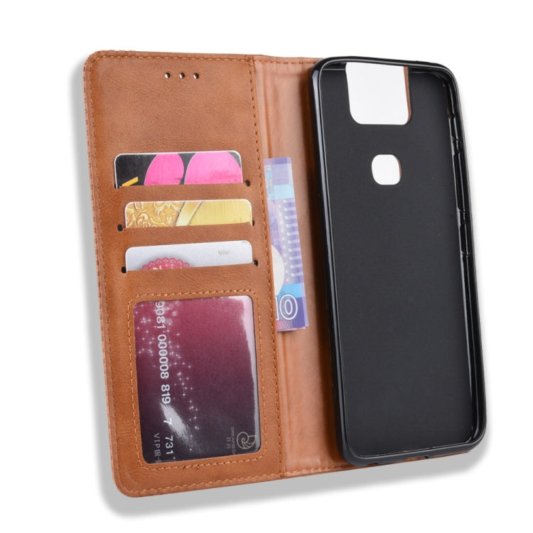 Magnetic Buckle Retro Crazy Horse Texture Horizontal Flip Leather Case for Asus Zenfone 6 ZS630KL, with Holder & Card Slots & Photo Frame