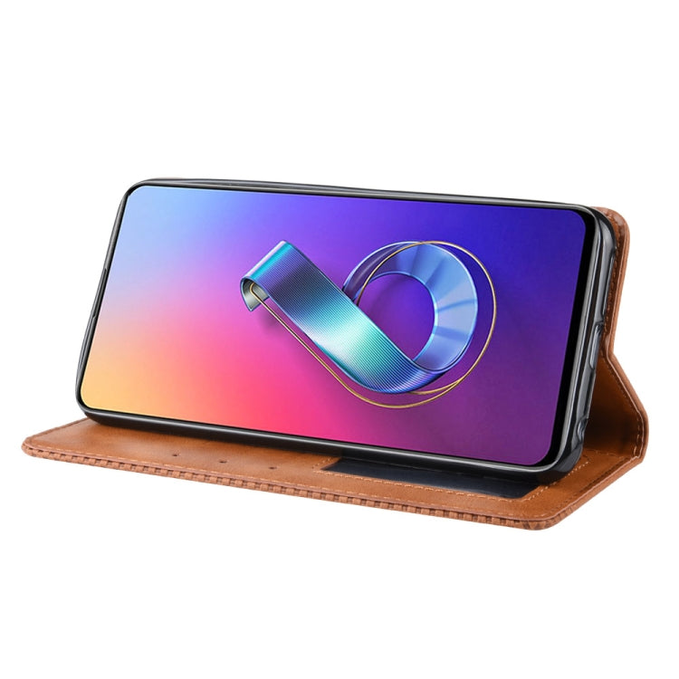Magnetic Buckle Retro Crazy Horse Texture Horizontal Flip Leather Case for Asus Zenfone 6 ZS630KL, with Holder & Card Slots & Photo Frame