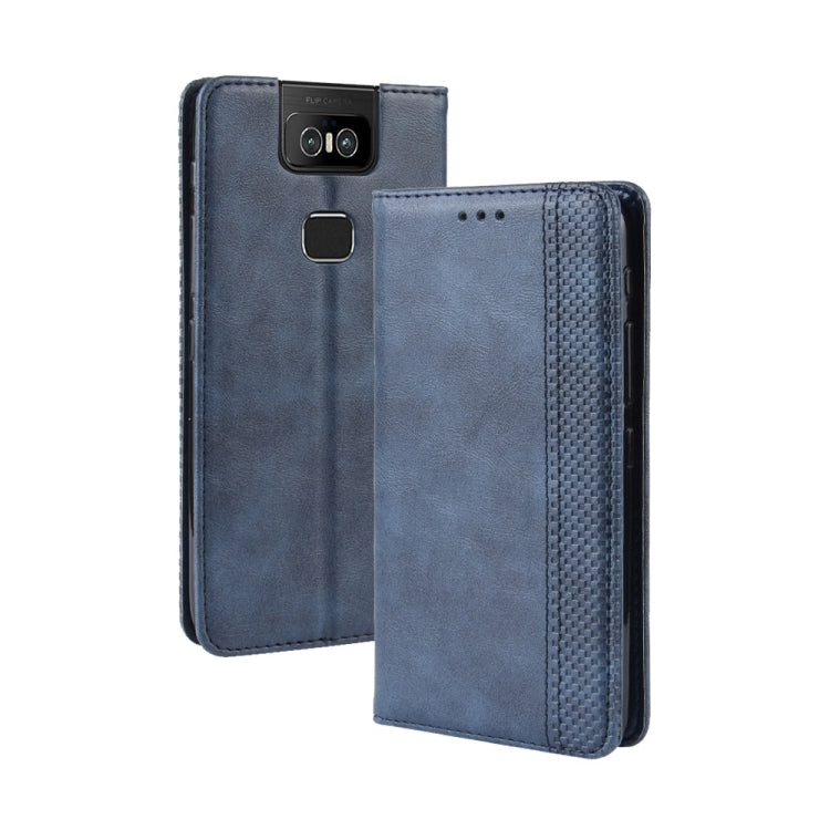 Magnetic Buckle Retro Crazy Horse Texture Horizontal Flip Leather Case for Asus Zenfone 6 ZS630KL, with Holder & Card Slots & Photo Frame