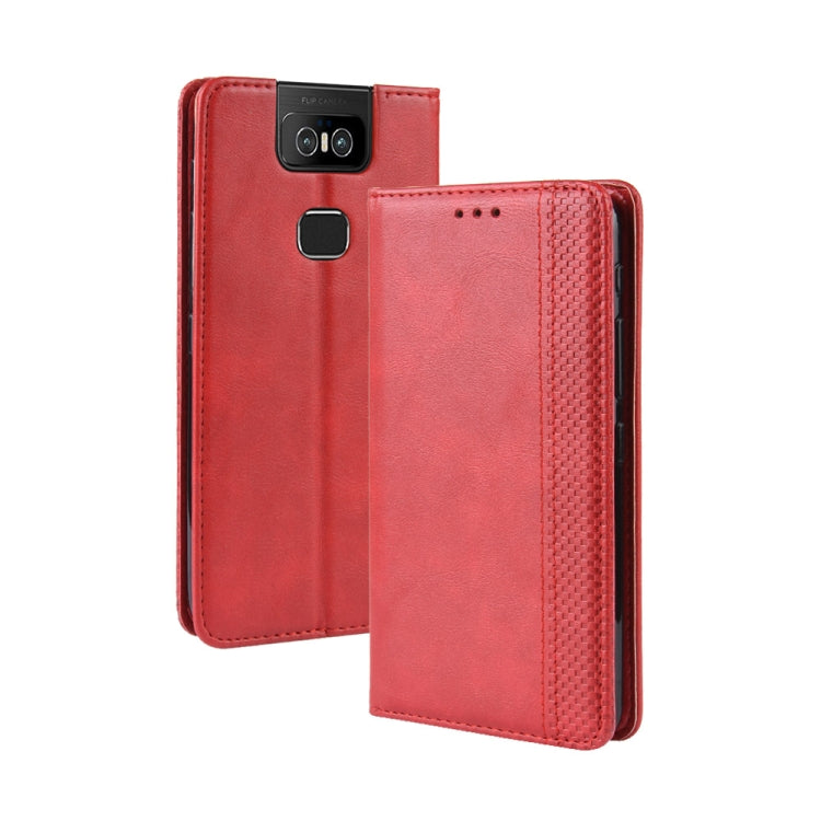 Magnetic Buckle Retro Crazy Horse Texture Horizontal Flip Leather Case for Asus Zenfone 6 ZS630KL, with Holder & Card Slots & Photo Frame
