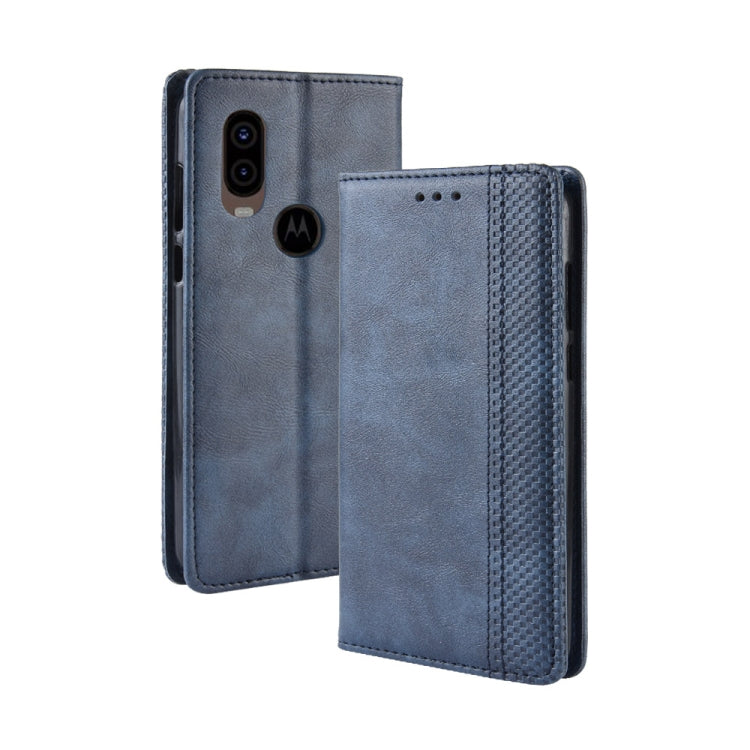 Magnetic Buckle Retro Crazy Horse Texture Horizontal Flip Leather Case for Motorola MOTO One Vision, with Holder & Card Slots & Photo Frame