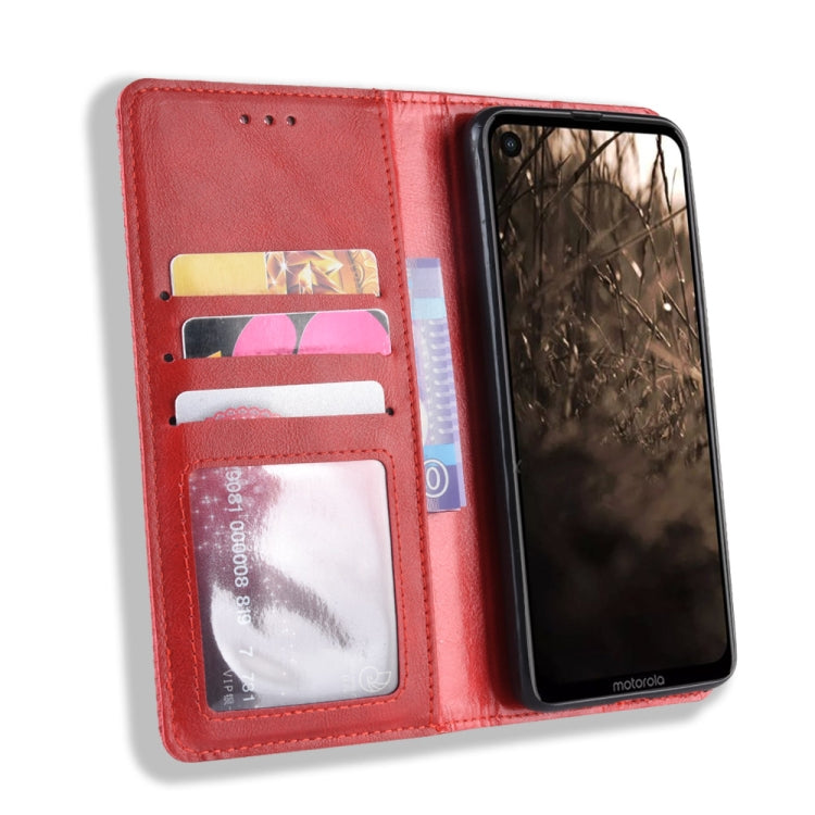 Magnetic Buckle Retro Crazy Horse Texture Horizontal Flip Leather Case for Motorola MOTO One Vision, with Holder & Card Slots & Photo Frame