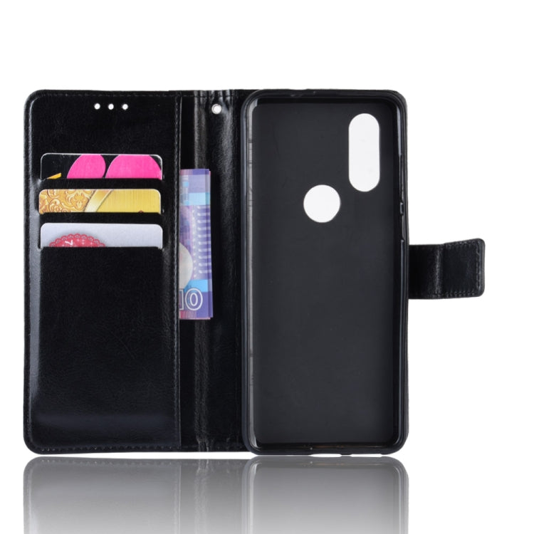 Retro Crazy Horse Texture Horizontal Flip Leather Case for Motorola MOTO One Vision, with Holder & Card Slots & Photo Frame