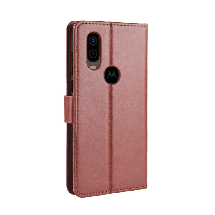 Retro Crazy Horse Texture Horizontal Flip Leather Case for Motorola MOTO One Vision, with Holder & Card Slots & Photo Frame