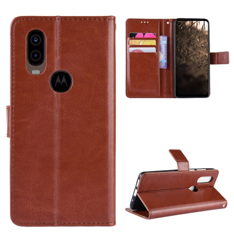 Retro Crazy Horse Texture Horizontal Flip Leather Case for Motorola MOTO One Vision, with Holder & Card Slots & Photo Frame