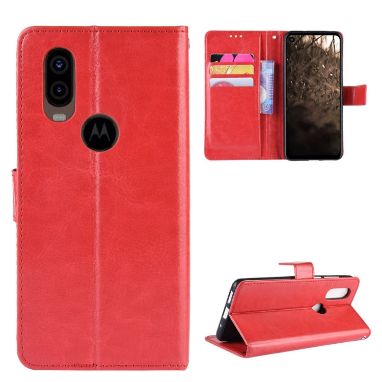 Retro Crazy Horse Texture Horizontal Flip Leather Case for Motorola MOTO One Vision, with Holder & Card Slots & Photo Frame