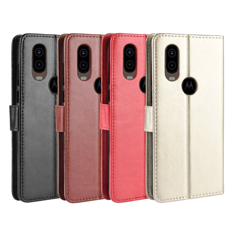 Retro Crazy Horse Texture Horizontal Flip Leather Case for Motorola MOTO One Vision, with Holder & Card Slots & Photo Frame