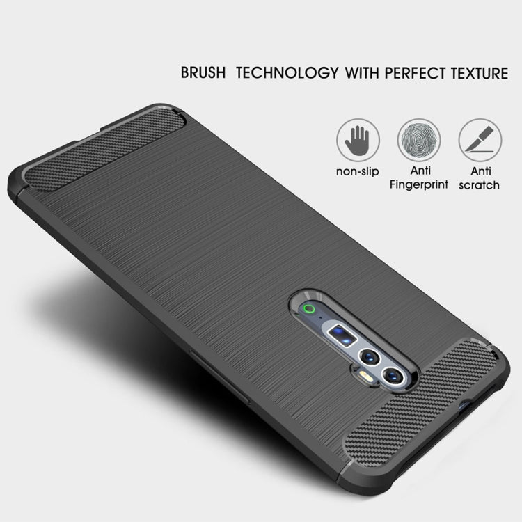 Brushed Texture Carbon Fiber TPU Case for OPPO Reno (Zoom)(Black)