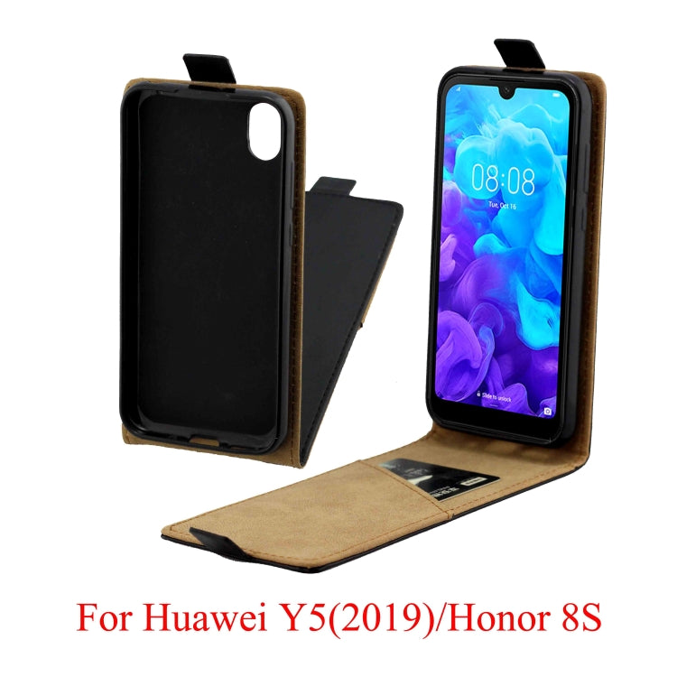 Business Style Vertical Flip TPU Leather Case with Card Slot for Huawei Y5 (2019)/Honor 8S(black)