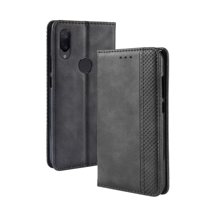 Magnetic Buckle Retro Crazy Horse Texture Horizontal Flip Leather Case for Xiaomi Redmi Note 7S, with Holder & Card Slots & Photo Frame