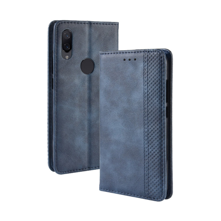 Magnetic Buckle Retro Crazy Horse Texture Horizontal Flip Leather Case for Xiaomi Redmi Note 7S, with Holder & Card Slots & Photo Frame