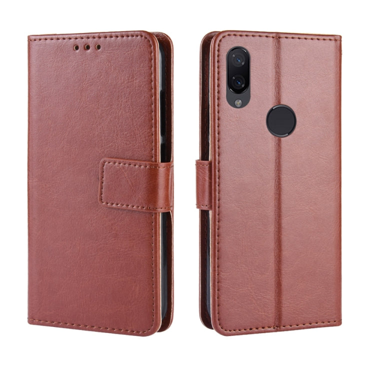 Retro Crazy Horse Texture Horizontal Flip Leather Case for Xiaomi Redmi Note 7S, with Holder & Card Slots & Photo Frame