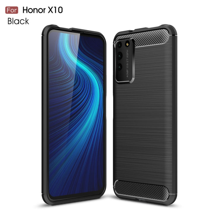 For Huawei Honor X10 Brushed Texture Carbon Fiber TPU Case