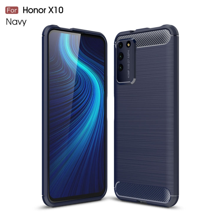 For Huawei Honor X10 Brushed Texture Carbon Fiber TPU Case