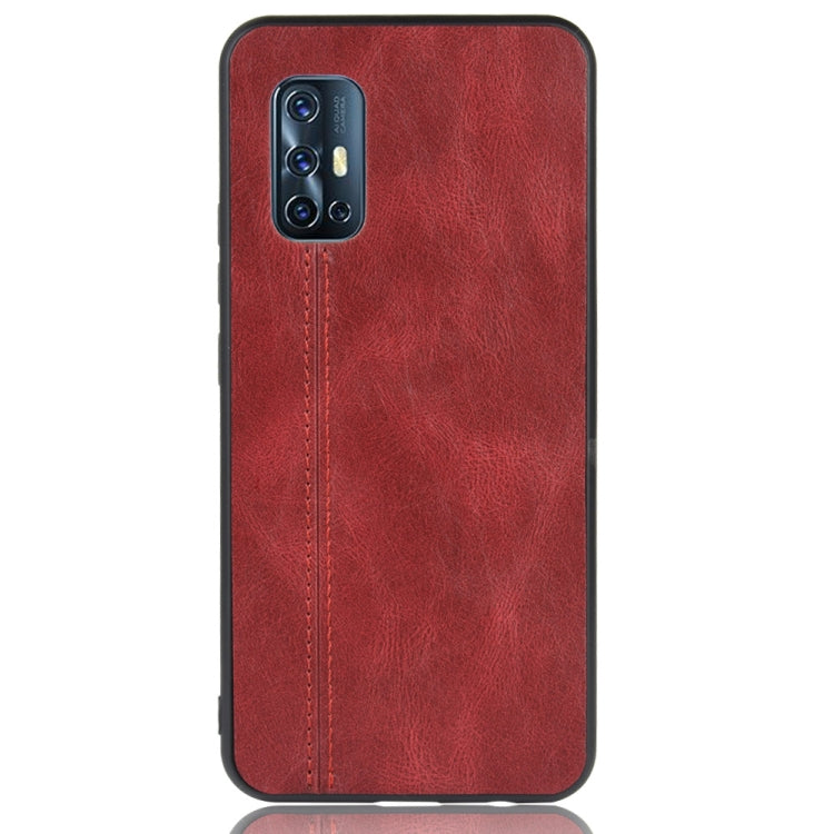For vivo V19 (Indonesia) Shockproof Sewing Cow Pattern Skin PC + PU + TPU Case