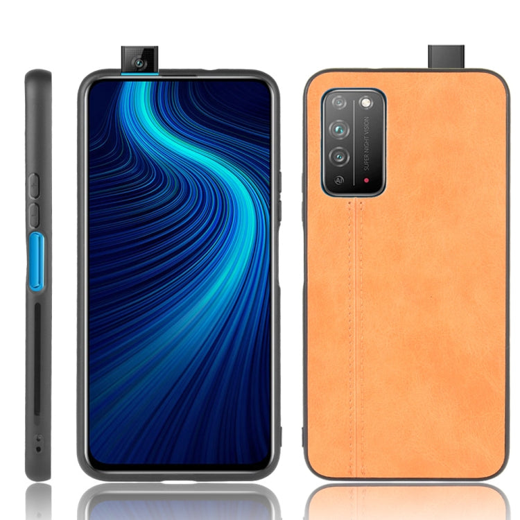 For Huawei Honor X10 Shockproof Sewing Cow Pattern Skin PC + PU + TPU Case