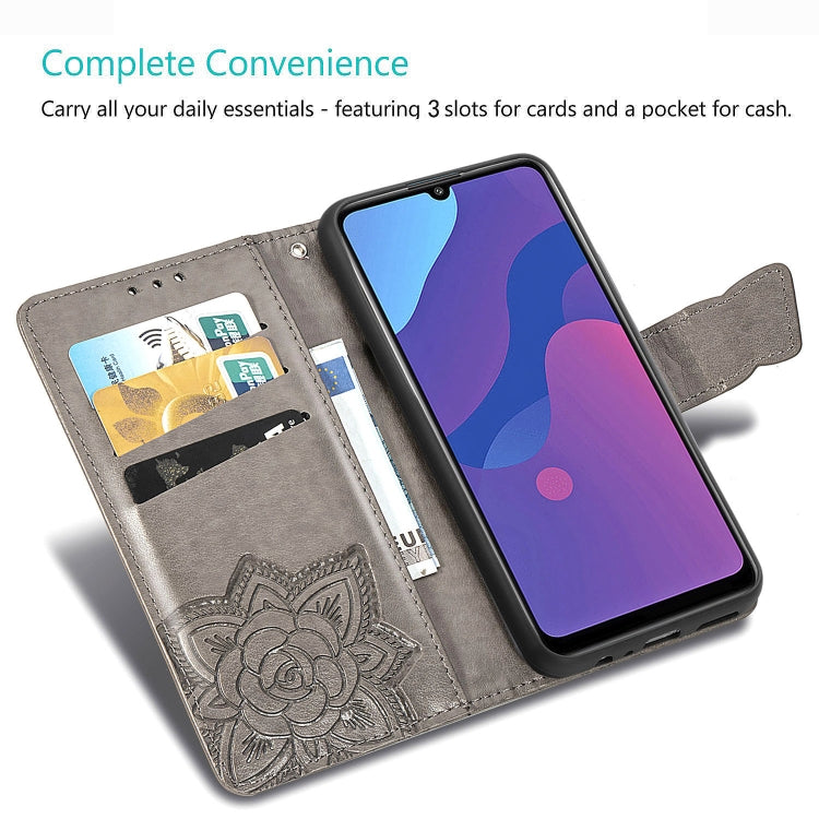 For Huawei Honor 9A Butterfly Love Flower Embossed Horizontal Flip Leather Case with Bracket / Card Slot / Wallet / Lanyard