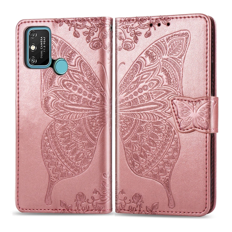 For Huawei Honor 9A Butterfly Love Flower Embossed Horizontal Flip Leather Case with Bracket / Card Slot / Wallet / Lanyard