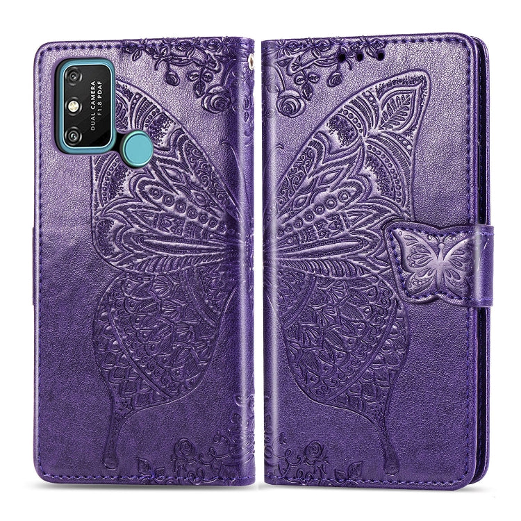 For Huawei Honor 9A Butterfly Love Flower Embossed Horizontal Flip Leather Case with Bracket / Card Slot / Wallet / Lanyard