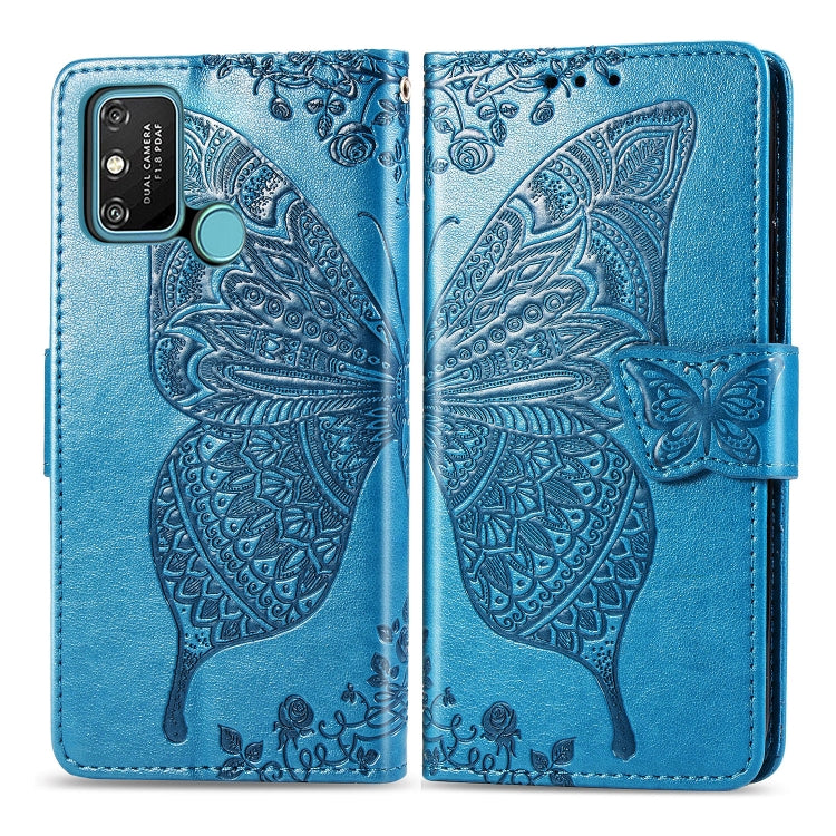 For Huawei Honor 9A Butterfly Love Flower Embossed Horizontal Flip Leather Case with Bracket / Card Slot / Wallet / Lanyard