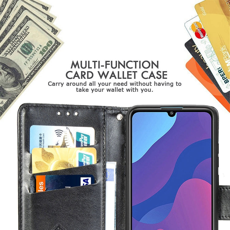 For Huawei Honor 9A Butterfly Love Flower Embossed Horizontal Flip Leather Case with Bracket / Card Slot / Wallet / Lanyard