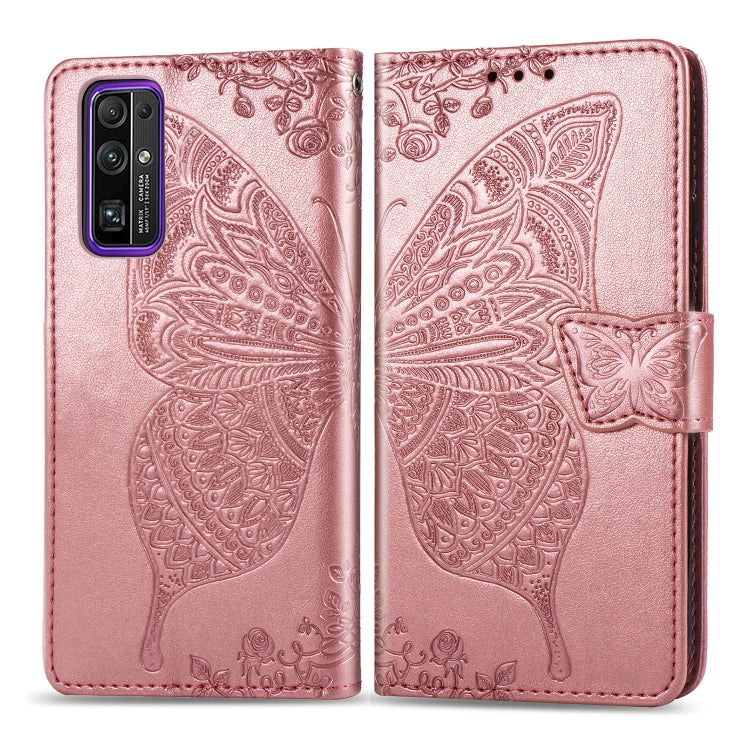 For Huawei Honor 30 Butterfly Love Flower Embossed Horizontal Flip Leather Case with Bracket / Card Slot / Wallet / Lanyard