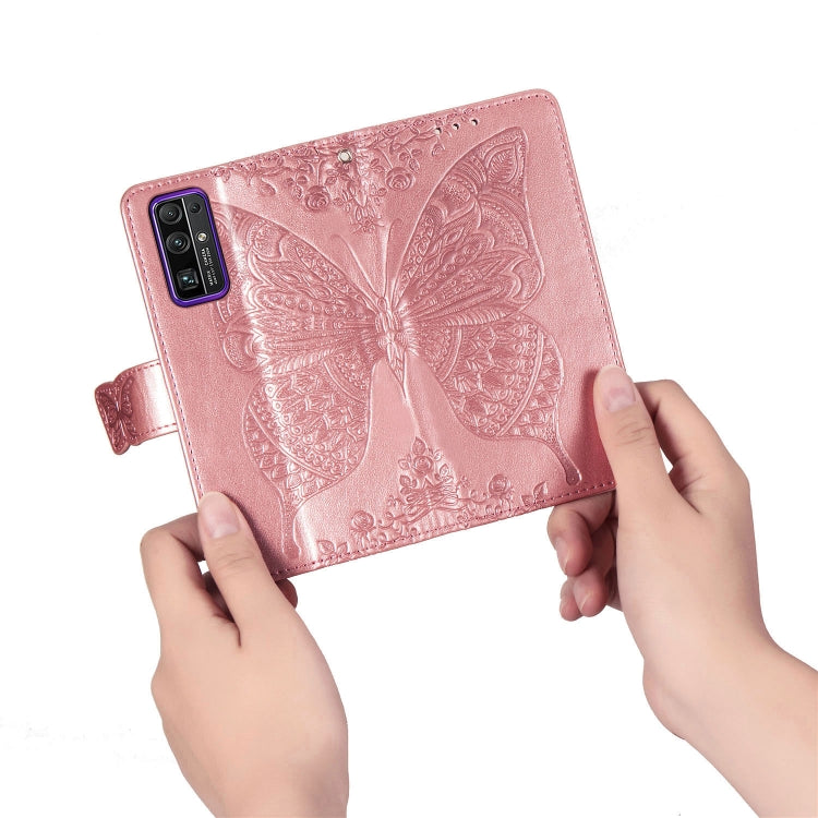For Huawei Honor 30 Butterfly Love Flower Embossed Horizontal Flip Leather Case with Bracket / Card Slot / Wallet / Lanyard