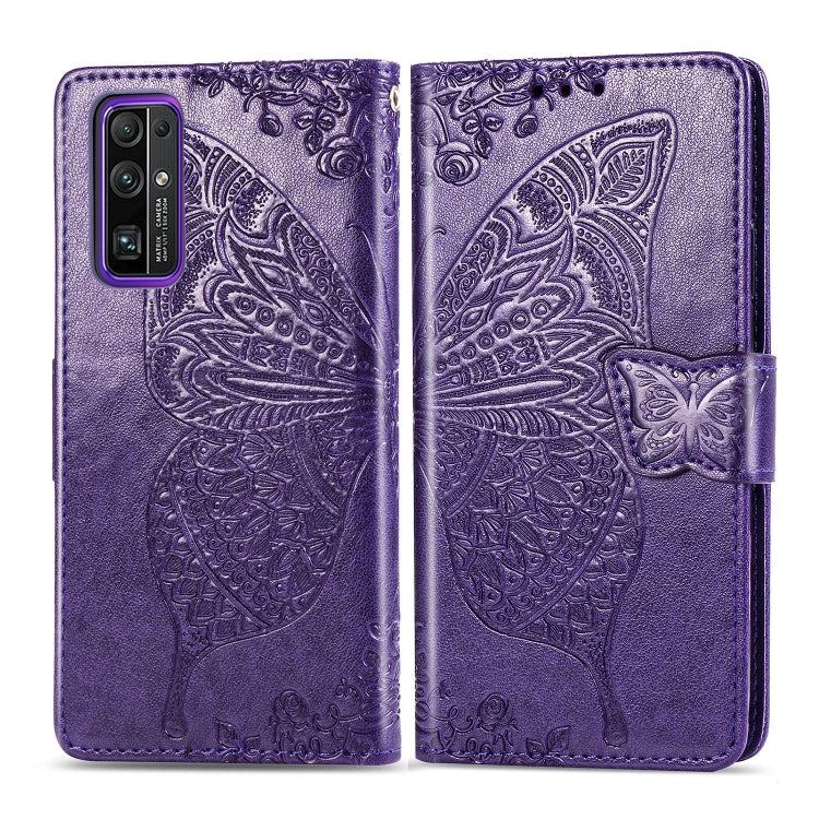 For Huawei Honor 30 Butterfly Love Flower Embossed Horizontal Flip Leather Case with Bracket / Card Slot / Wallet / Lanyard