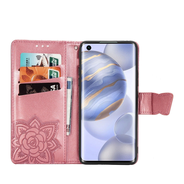 For Huawei Honor 30 Butterfly Love Flower Embossed Horizontal Flip Leather Case with Bracket / Card Slot / Wallet / Lanyard