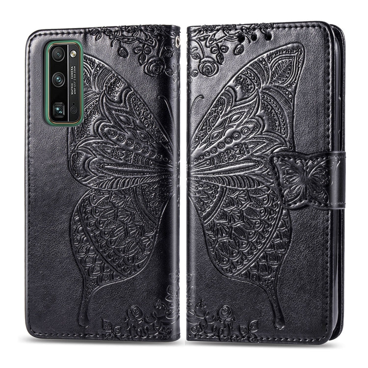 For Huawei Honor 30 Pro Butterfly Love Flower Embossed Horizontal Flip Leather Case with Bracket / Card Slot / Wallet / Lanyard