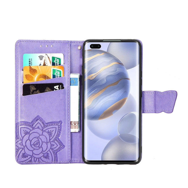 For Huawei Honor 30 Pro Butterfly Love Flower Embossed Horizontal Flip Leather Case with Bracket / Card Slot / Wallet / Lanyard