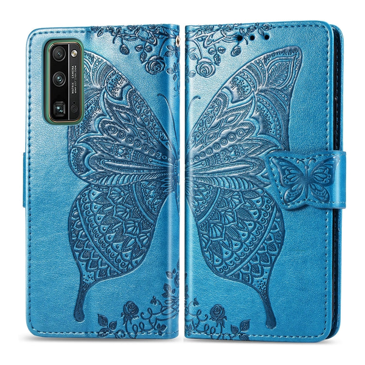 For Huawei Honor 30 Pro Butterfly Love Flower Embossed Horizontal Flip Leather Case with Bracket / Card Slot / Wallet / Lanyard