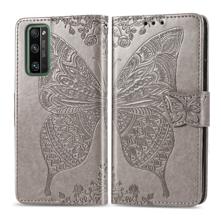 For Huawei Honor 30 Pro Butterfly Love Flower Embossed Horizontal Flip Leather Case with Bracket / Card Slot / Wallet / Lanyard